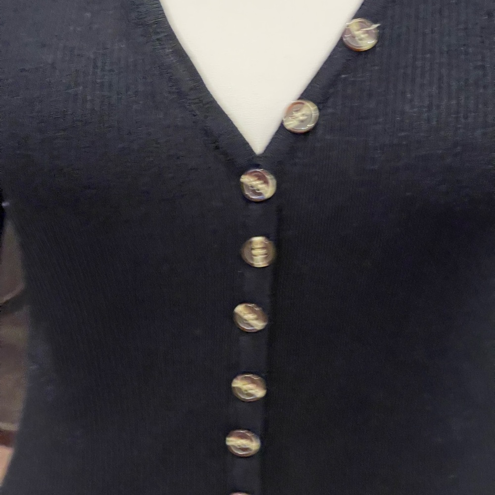 Elegant Black Button-Down Sweater Dress - Picture 2 of 5